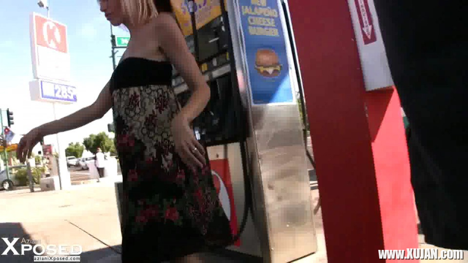 Blonde babe Kylie Worthy puts on a sexy tease while pumping gas and shows off - Photo #1383925