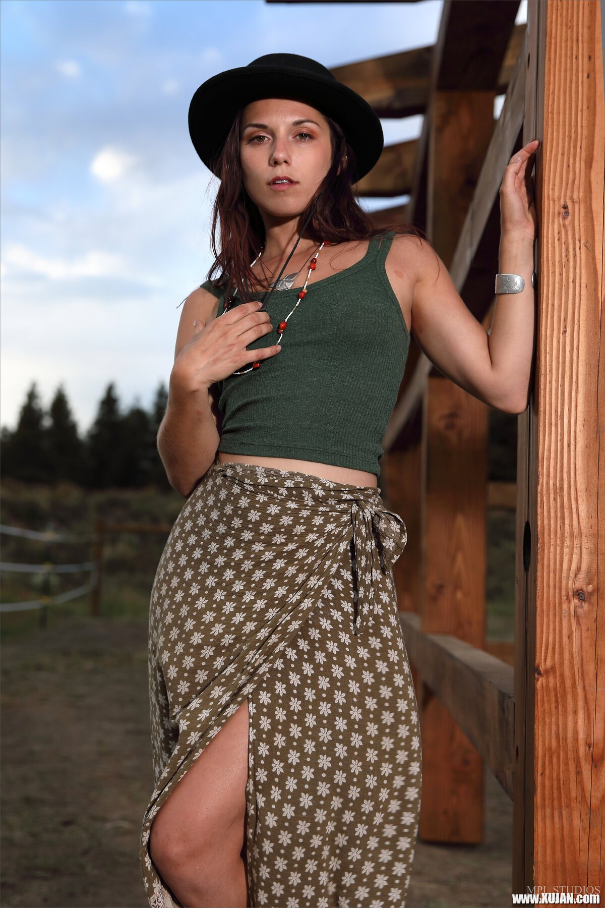 Sweet girl Elena Generi flashing her small boobs outdoors - Photo #1394934
