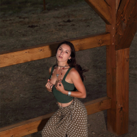 Sweet girl Elena Generi flashing her small boobs outdoors