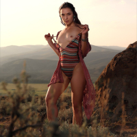 Gorgeous brunette model Elena Generi revaling her exquisite naked body