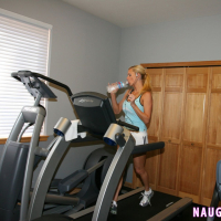 Naughty Allie works out and sucks a thick Penis