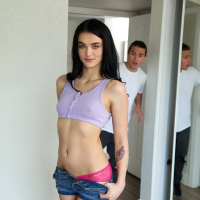 Brunette slut Rose Winters riding a thick dick in the bedroom