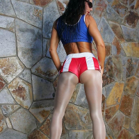 Model Eve in pantyhose