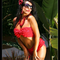 Model Eve in stockings outdoors