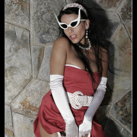 Vintage model Eve in fifties outfit