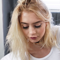 Slim blonde babe Anastasia Knight gives a blowjob
