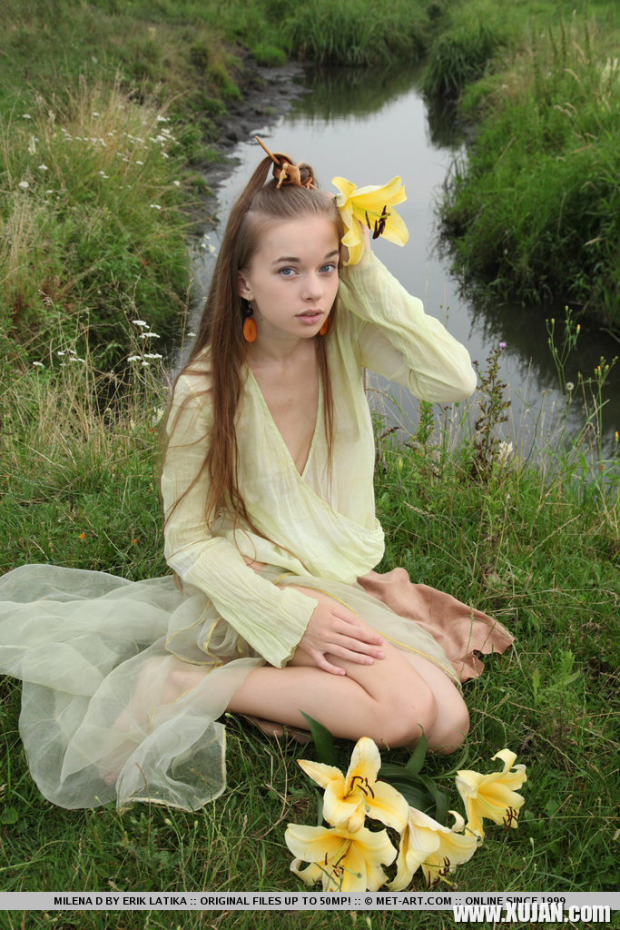 Young teen Milena D naked outdoors showing perky small tits hairy muff - Photo #1408666