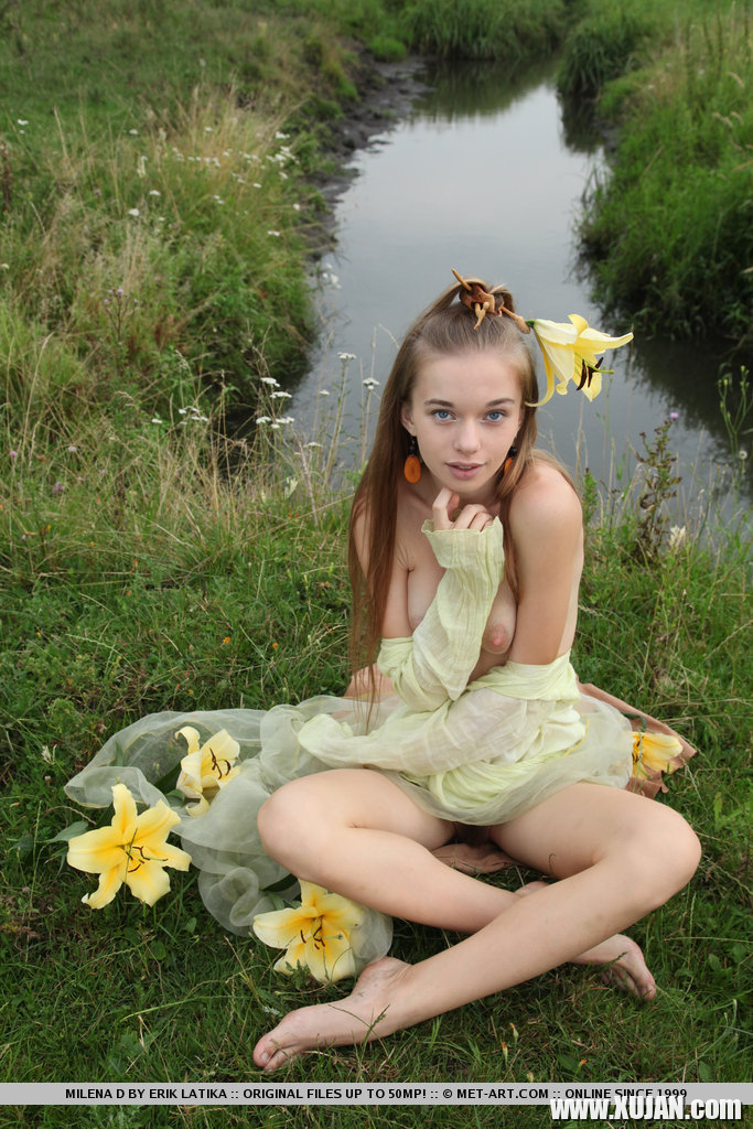 Young teen Milena D naked outdoors showing perky small tits hairy muff - Photo #1408668