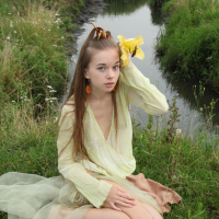 Young teen Milena D naked outdoors showing perky small tits hairy muff