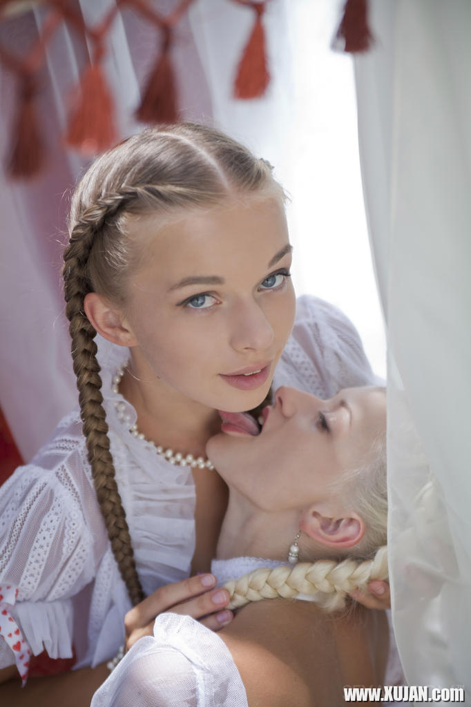 Skinny teen girls Milena D Nika N in pigtails kiss eat pussy outdoors - Photo #1408733