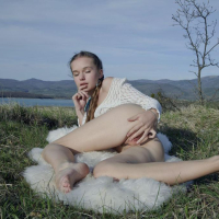Milena D spreads her pink pussy for you on the beautiful landscape