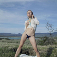 Milena D spreads her pink pussy for you on the beautiful landscape