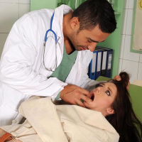 Kinky doctor with BDSM fetish tendencies deepthroating Samantha Bentley