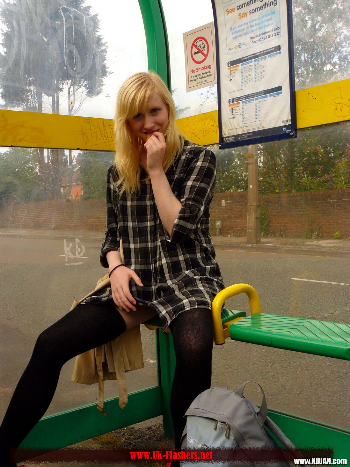 Flashing blonde british babe Satine Spark in public nudity - Photo #1416574
