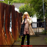 Flashing blonde british babe Satine Spark in public nudity