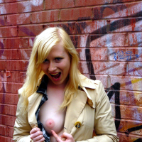 Flashing blonde british babe Satine Spark in public nudity