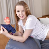 Young blonde cutie Olivia Grace masturbating smooth barely legal vagina
