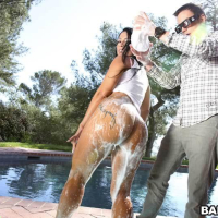 Bubble butt latina Monica Santhiago bounces her booty on a hard cock