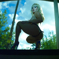 Sassy blonde with smoky eyes Lea Lexis showcasing her fuckable curves
