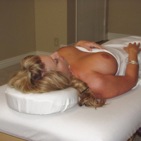 Blond mom Heather Summers shows off nice tits after disrobing on massage table