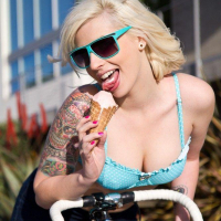 Pictures of Lynn Pops teasing with her feet and an ice cream cone