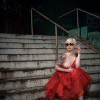 Pictures of Lynn Pops teasing in her dress