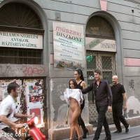 Nomi Melone is dominated and exposed in public for sex by lezdom