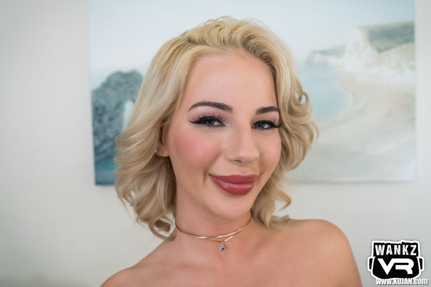 Cute blonde Bella Rose blowing and fucking his huge dick in the bedroom - Photo #1443390