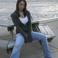 Next Door Nikki showing off her cleavage at the beach