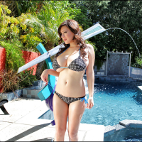 Enticing female September Carrino does cool presentation of her tits