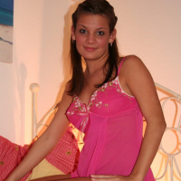 Katie shows off her new pink nightie