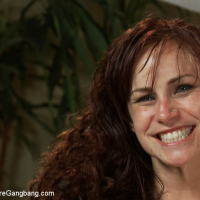 Busty Redhead in Rough Interracial Gangbang with Creampie