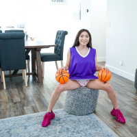 Petite brunette hottie Amber Summer gets plugged with a king size dong