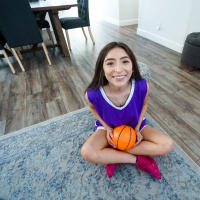 Petite brunette hottie Amber Summer gets plugged with a king size dong