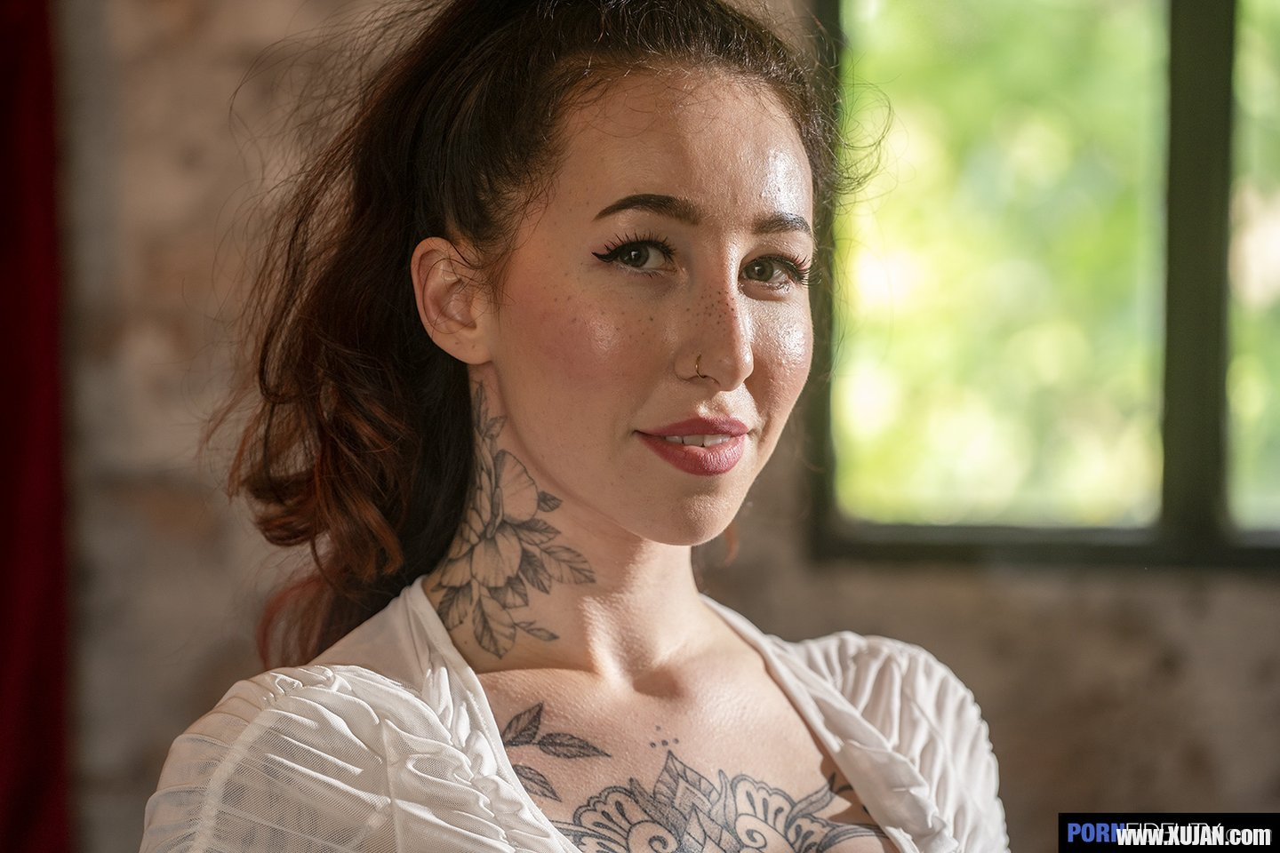 Tattooed redhead chick Esluna Love bends over for deep doggy style sex - Photo #1462843