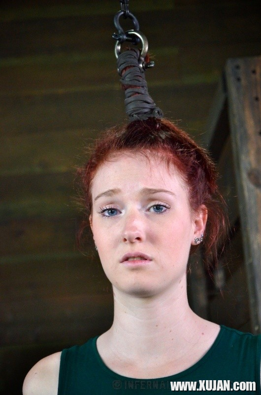 Ashley Lane redhead bound in dungeon with leather and dribbling - Photo #1464297