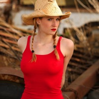 Blonde country girl Ashley Lane strips and flashes for you on the farm