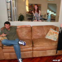 Brooklyn Lee rides cock on the couch in her blue top