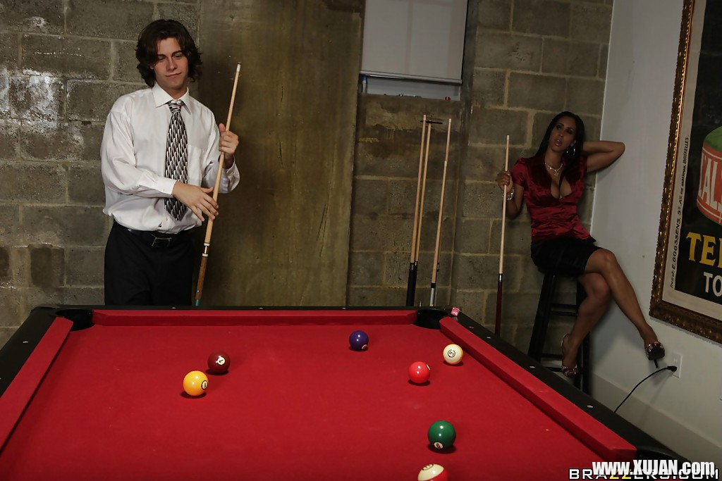 Busty babe Isis Love spreads her legs on the pool table for fucking - Photo #1475525
