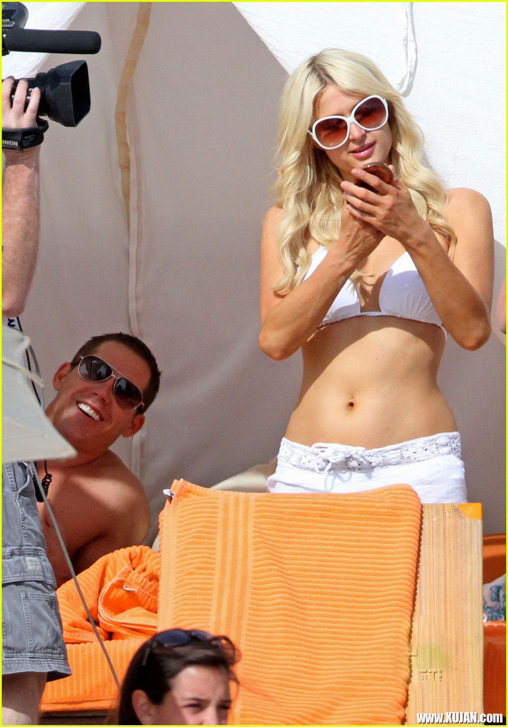 Paris Hilton wearing sexy white bikini seethrough shorts at the beach in Cabo - Photo #1480174