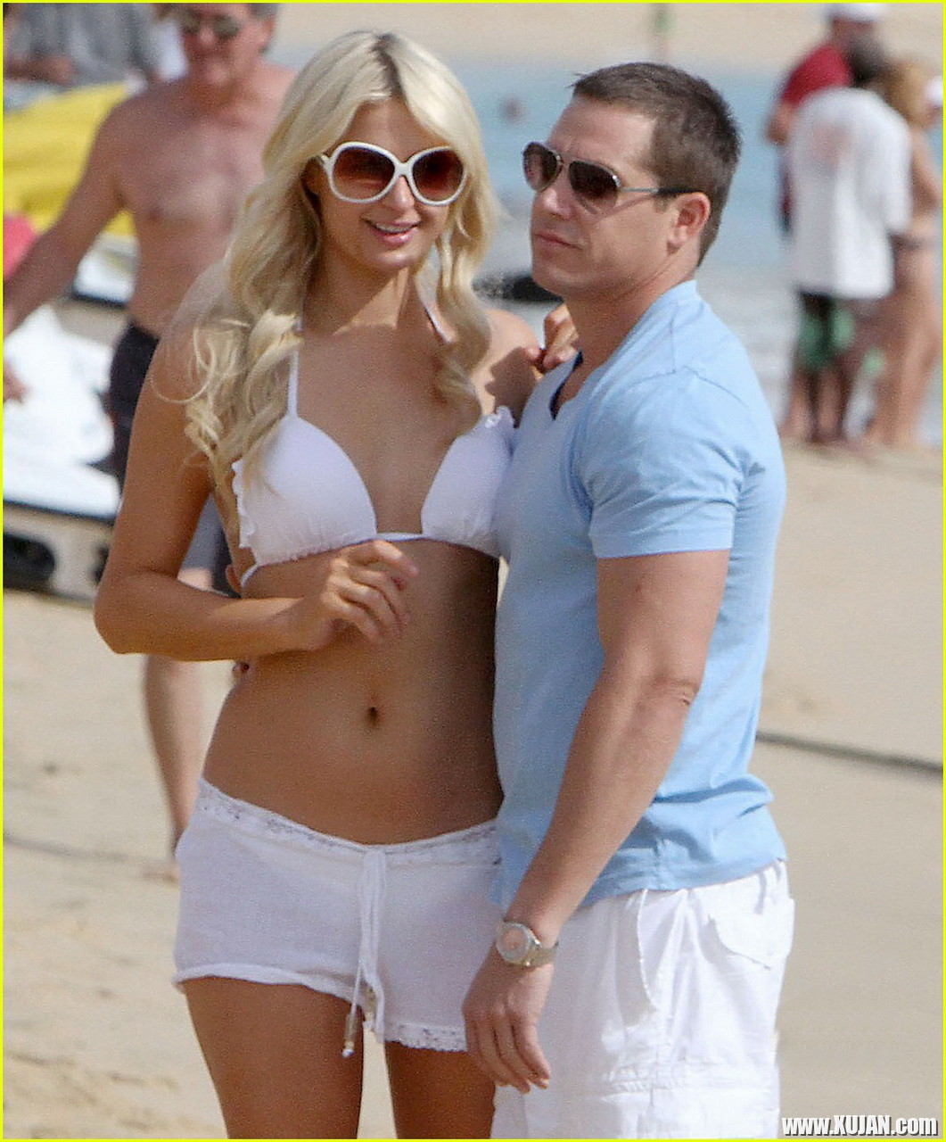 Paris Hilton wearing sexy white bikini seethrough shorts at the beach in Cabo - Photo #1480178
