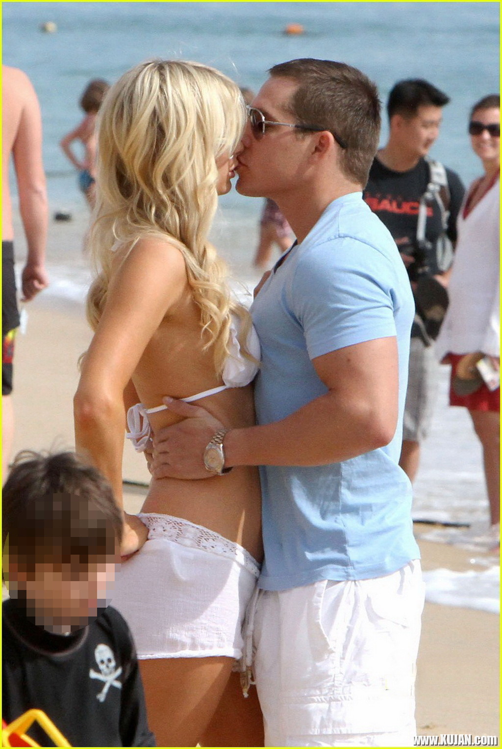 Paris Hilton wearing sexy white bikini seethrough shorts at the beach in Cabo - Photo #1480180