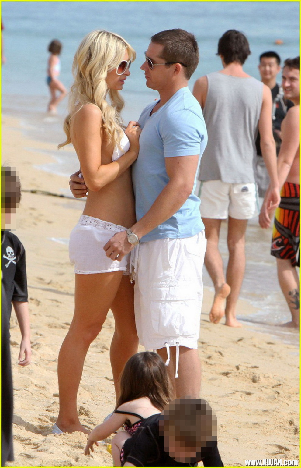 Paris Hilton wearing sexy white bikini seethrough shorts at the beach in Cabo - Photo #1480182