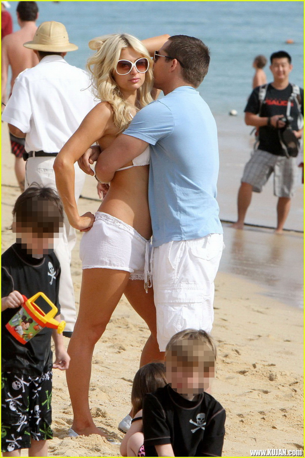 Paris Hilton wearing sexy white bikini seethrough shorts at the beach in Cabo - Photo #1480184