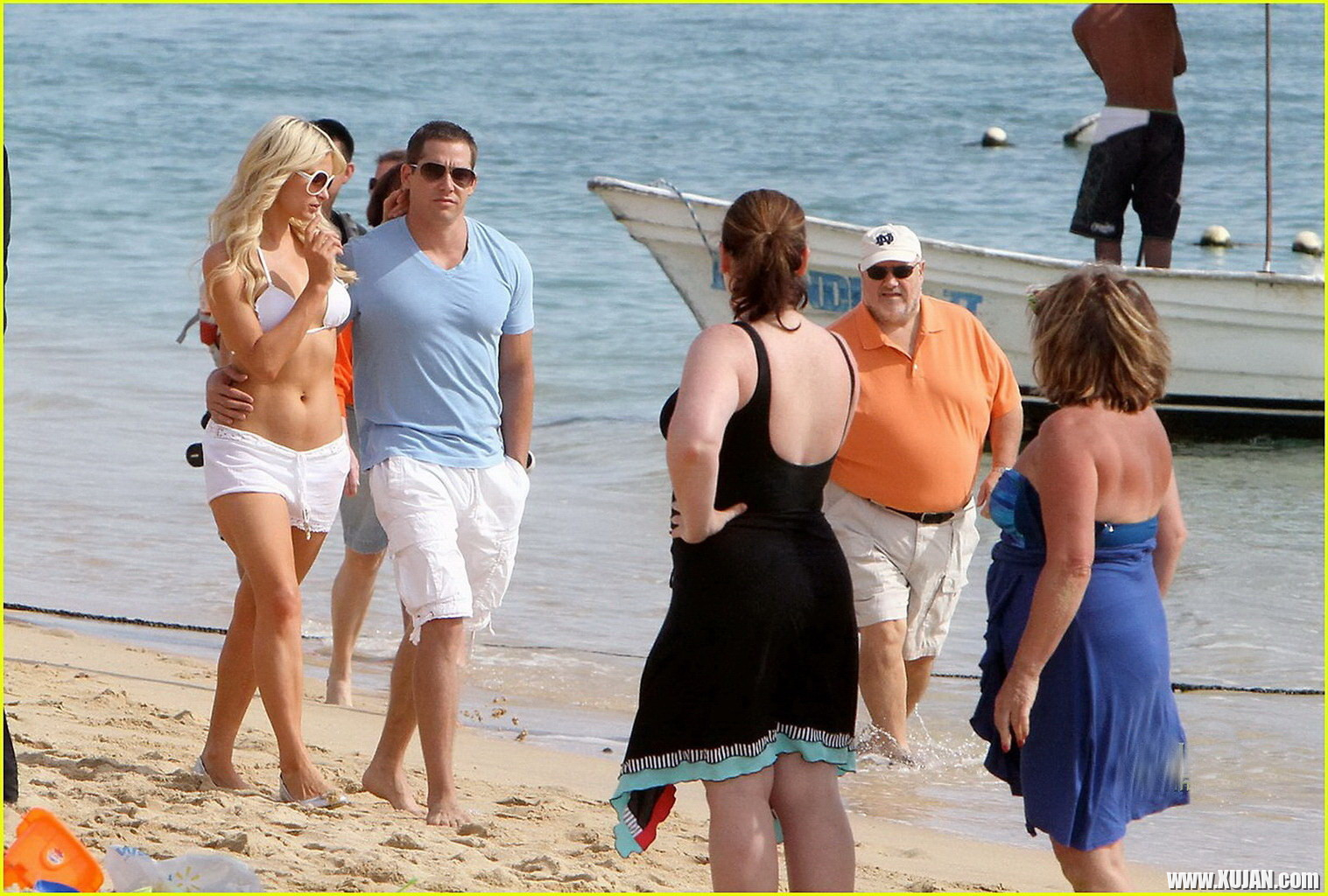 Paris Hilton wearing sexy white bikini seethrough shorts at the beach in Cabo - Photo #1480185