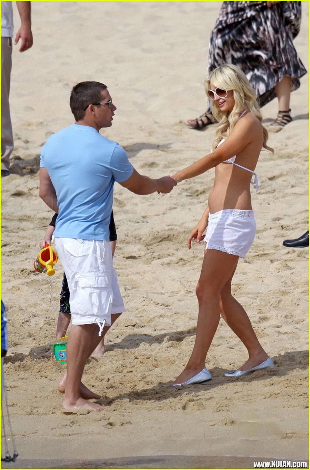 Paris Hilton wearing sexy white bikini seethrough shorts at the beach in Cabo - Photo #1480187