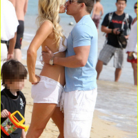 Paris Hilton wearing sexy white bikini seethrough shorts at the beach in Cabo