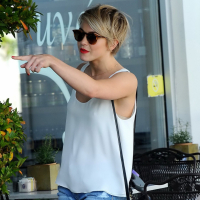 Julianne Hough caught in tiny denim shorts and white top while leaving Cuvee in