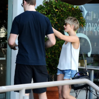 Julianne Hough caught in tiny denim shorts and white top while leaving Cuvee in