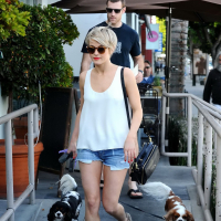 Julianne Hough caught in tiny denim shorts and white top while leaving Cuvee in